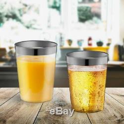 Clear Disposable Plastic Cups With Silver Rim 10 Oz. Pack Of (80) Fancy Hard