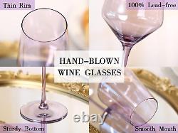 Colored Wine Glasses Set of 6-14Oz, Unfading Color, Hand-Blown, Thin Rim, Stemme