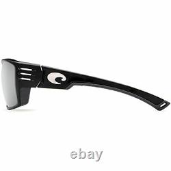 Costa Cortez Shiny Black Acetate Frame Silver Mirror Lens Unisex Sunglasses