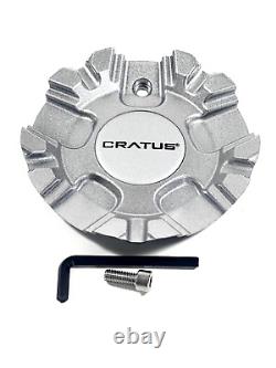 Cratus Wheels Silver Wheel Rim Center Cap # CR 103-CAR (4 CAPS) + BOLT