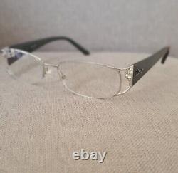 DIOR CD3714 DYY Italy Silver/Blk Gray Half Rim Eyeglasses Frame 53-17-30 With Case