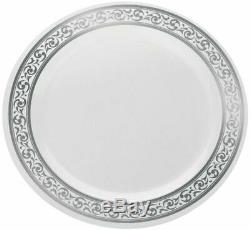 Decorline 7 White With Silver Rimmed Plastic Salad Plate Case of 120
