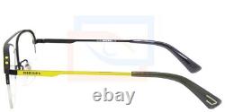 Diesel DL5306-F Black 005 Metal Semi Rimless Aviator Eyeglasses Frame 54-17-145
