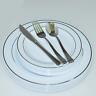 Dinner/ Wedding Disposable Plastic Plates & Silverware Silver/gold/rose Gold Rim