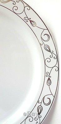 Dinner Wedding Disposable Plastic Round Plates white / silver / Gold rim Design