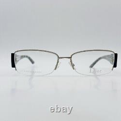 Dior Eyeglasses Women square black silver Flower Half-rim Logo Mod. CD3734 NEW