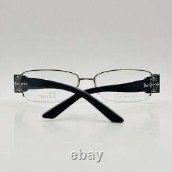 Dior Eyeglasses Women square black silver Flower Half-rim Logo Mod. CD3734 NEW