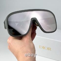 Dior Men Sunglasses Grey Silver Mirror Mask DIORBOBBYSPORT M1U 45A7 NEW