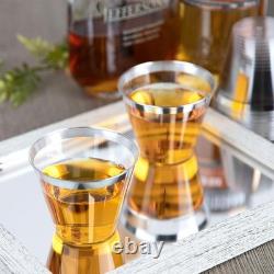 Disposable 9 oz Clear Plastic Tumblers with Silver Rim Perfect for Any Party