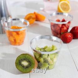 Disposable 9 oz Clear Plastic Tumblers with Silver Rim Perfect for Any Party