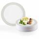 Disposable Elegant Plastic 10.25 Dinner Plates White With Silver Diamond Rim