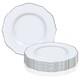 Disposable Plastic Dinner Plates, Salad Dish, Blossom Round Rim Dinnerware Set