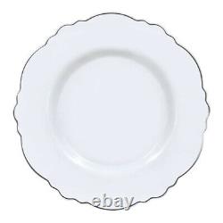 Disposable Plastic Dinner Plates, Salad Dish, Blossom Round Rim Dinnerware Set