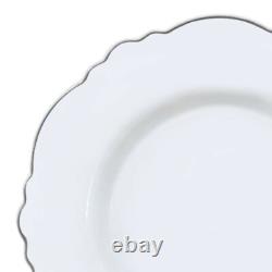Disposable Plastic Dinner Plates, Salad Dish, Blossom Round Rim Dinnerware Set