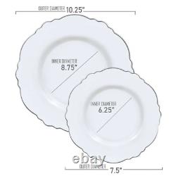 Disposable Plastic Dinner Plates, Salad Dish, Blossom Round Rim Dinnerware Set