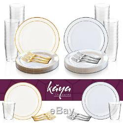 Disposable Plastic Dinnerware Buffet Party Package Edge Design Dinner Plates