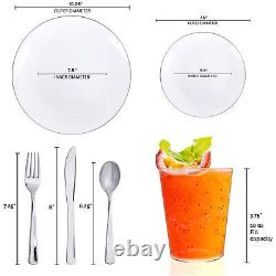 Disposable Plastic Dinnerware Wedding Party Package Organic Round Plates Set