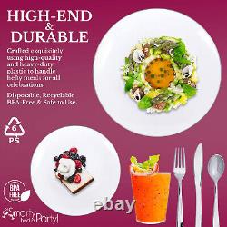 Disposable Plastic Dinnerware Wedding Party Package Organic Round Plates Set