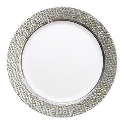 Disposable Plastic Dinnerware Wedding Party Package Silver Hammered Plates Set