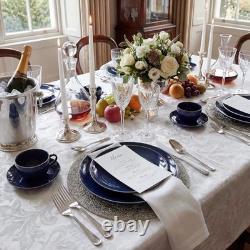 Disposable Plastic Plates 200 PCS Blue and Silver Rim Heavy Duty KIRE 200PCS