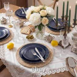 Disposable Plastic Plates 200 PCS Blue and Silver Rim Heavy Duty KIRE 200PCS