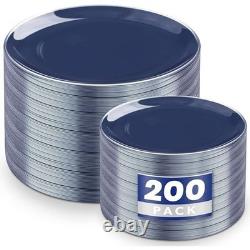 Disposable Plastic Plates With Gold Rim Elegant Party Supplies Bulk Pack 100 pcs