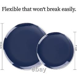 Disposable Plastic Plates With Gold Rim Elegant Party Supplies Bulk Pack 100 pcs