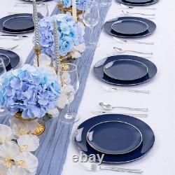 Disposable Plastic Plates With Gold Rim Elegant Party Supplies Bulk Pack 100 pcs