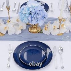 Disposable Plastic Plates With Gold Rim Elegant Party Supplies Bulk Pack 100 pcs