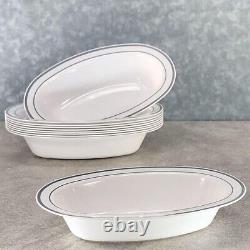 Disposable Plastic Soup Bowls 6oz-Heavy Duty White Oval with Silver Rim 240pcs