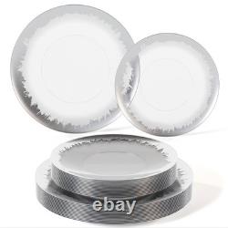Disposable Plates For Party Supplies Silver Rimmed Plastic Plates With Silv