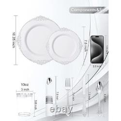 Disposable Red Plates With Gold Rim 50 Guests Dinner Set Elegant Party Supplies US