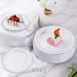 Durable 600-Piece Heavy-Duty Disposable Party Plates Gold Rim Ideal Events New