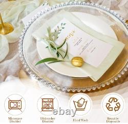 Durable Clear Charger Plates with Beaded Rim 8 Pcs for Weddings & Celebrations