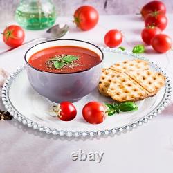 Durable Clear Charger Plates with Beaded Rim 8 Pcs for Weddings & Celebrations