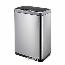 EKO Mirage 50 Liter / 13.2 Gallon Rectangular Motion Sensor Trash Can Stainless