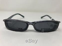 EasyClip Eyeglasses Frame with Clip-On EC190 48-16-135 Silver/Violet Full Rim WU93