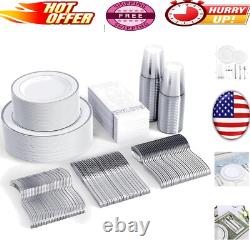 Elegant 350-Piece Party Supplies Set Includes Plates, Cups, Silverware for 50