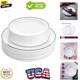 Elegant 60 Count Silver Rimmed Plastic Plates For Weddings & Special Events