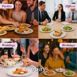 Elegant 60 Count Silver Rimmed Plastic Plates for Weddings & Special Events