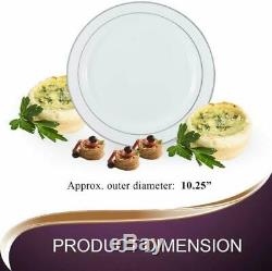 Elegant Disposable Plastic Dinner Plates 120 Pcs Heavy Duty Fancy Round White
