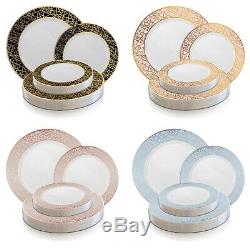 Elegant Mosaic Design Disposable Plastic Plates Wedding Party Value Sets 120 PCS