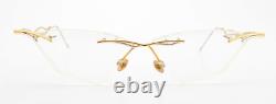 Elegant Vintage Glasses Lady Bat Design Rimless Gold Silver
