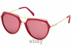 Emilio Pucci EP 16 75Y Pink Gold Plastic Aviator Sunglasses 56-18-135 EP0016