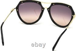 Emilio Pucci EP16 01B Large Black Gold Aviator Sunglasses Frame 56-18-135 EP0016
