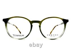 Erkers Eyeglasses Frames DOVER OLIVE Silver Round Titanium Full Rim 48-28-148
