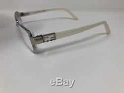 Fendi 963 Eyeglasses Frame 53-16-135 045 Italy White Silver Half Rim MB66