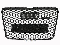 For 06-15 Audi Q7 RSQ7 Style Front Sport Black Mesh Bumper Grill Silver Rim
