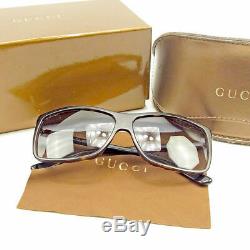 GUCCI Sunglasses Glasses Side Logo Full Rim Black x Brown x Silver Authentic
