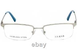 GUESS GU50005 011 Matte Silver Metal Semi Rim Optical Eyeglasses Frame 54-18-145